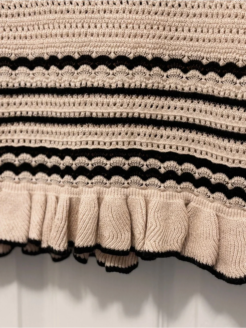 ASOS Design Beige & Black Striped Knit Mini Skirt Size M